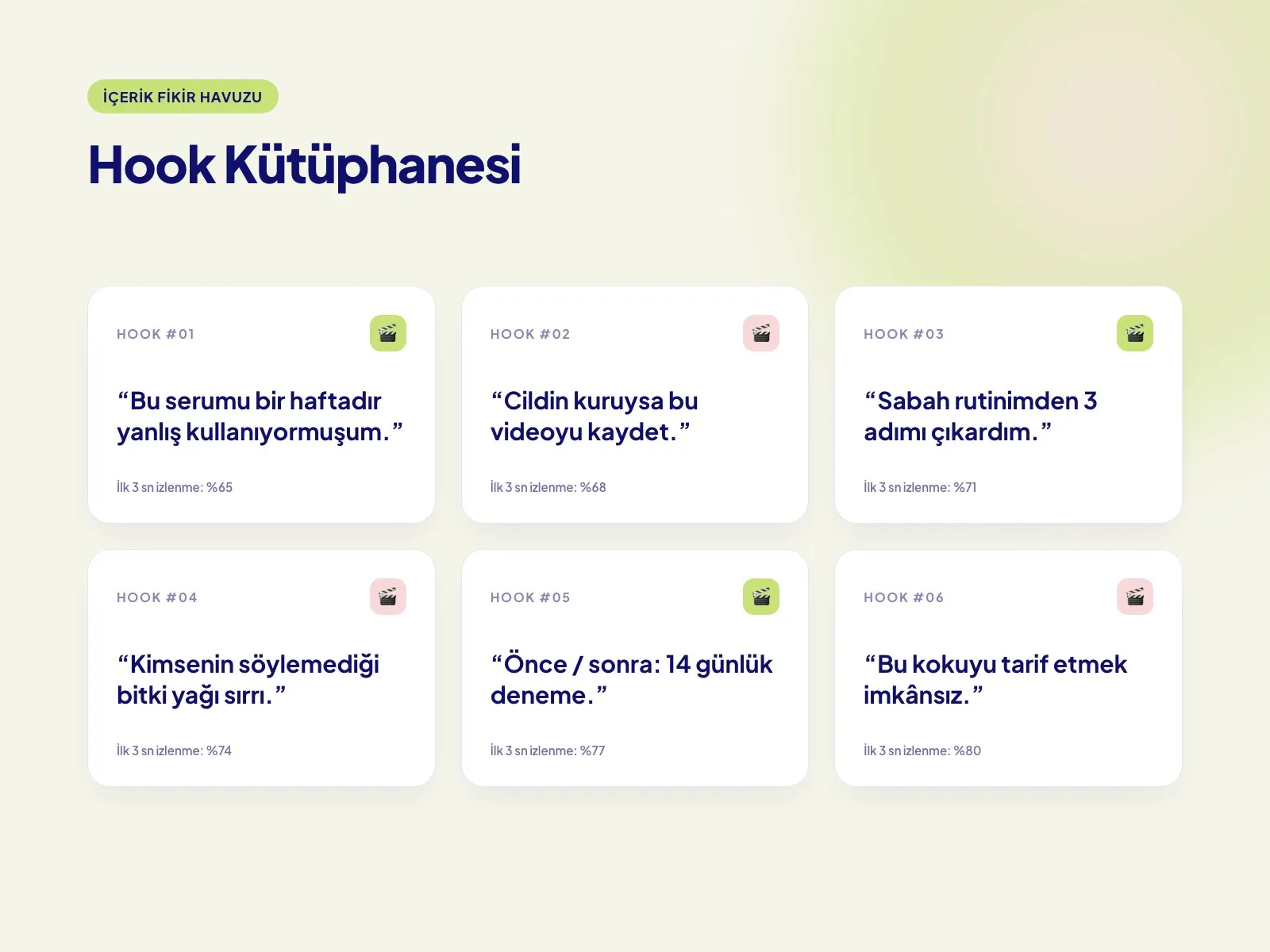 İlk 3 saniye kancalarından oluşan içerik fikir havuzu